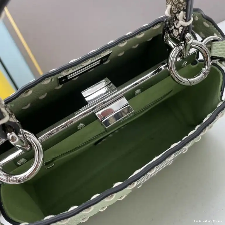 Affordable In Green Calf Iconic Bag Mini Leather Stitching Fendi Peekaboo 0703